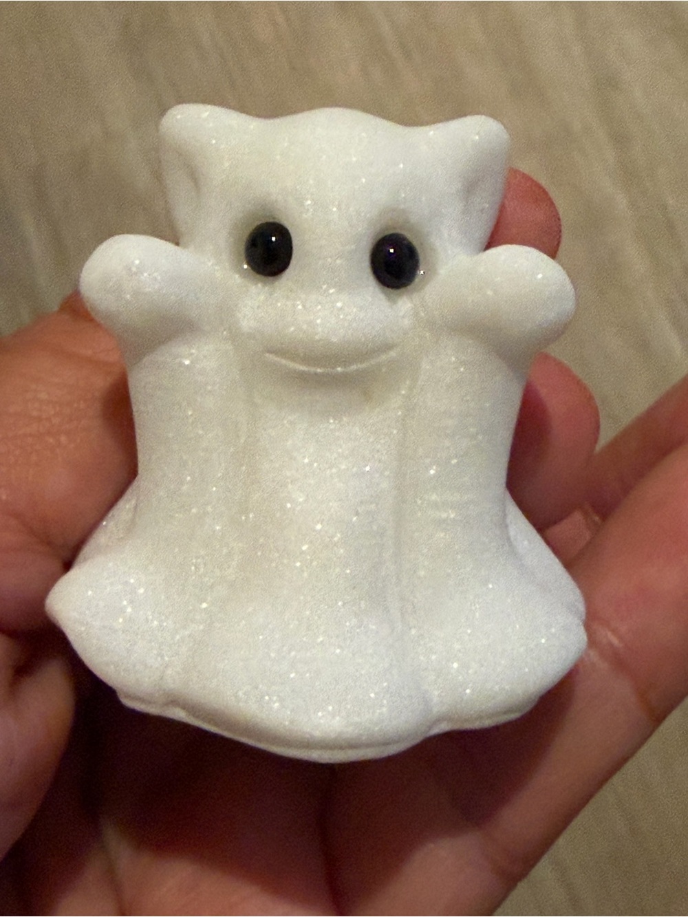Adorable White Jade Ghost Cat Figurine